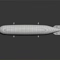 Detailed 3D Airship Model Featuring Wireframe Texture On Dark Reflective Surface