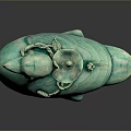 Teal Duck Sculpture With Reclining Posture And Decorative Ornaments On Back