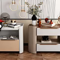 Modern bedside table bedside table four groups 3d model