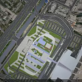 Aerial View Planning of Modern Airport With Terminal Building And Airplanes On Tarmac