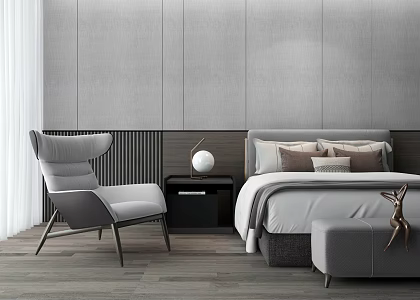 Modern background double bed lounge chair 3d model