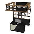 Modern Women's Wear Store Reception Desk With Wooden Frame Black Counter And Computer Monitor