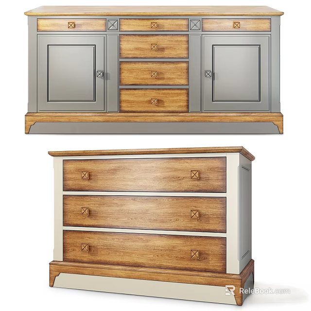 Elegant Wooden Chest of Drawers with Multiple Storage Drawers and Classic Design 3d model 