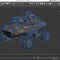 Modern Military Wheeled Tank Featuring Heavy Armor Weapon Camouflage Exterior and Large Tires