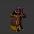 Vintage Style Industrial Equipment With Red Handle And Yellow Body