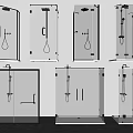 Modern shower room shower partition 3d model