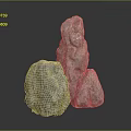 Three Gray Stones With Rough Surface And Natural Texture On Reflective Background