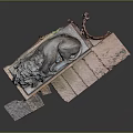 Detailed Carved Stone Lion Sculpture With Multi Layered Column And Square Base