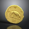 Everyday Life Essential Golden Coin With Wolf Pattern And Intricate Symbols For Daily Use