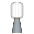 Modern Table Lamp With Transparent Square Lampshade And Gray Conical Base