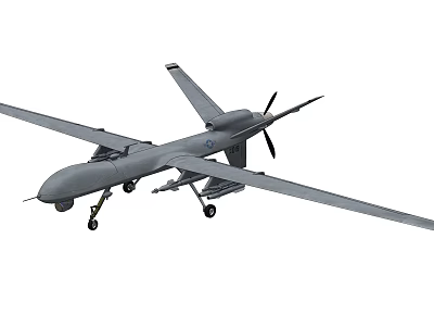 Advanced Intelligent Military Drone With Long Wings Propeller And Landing Gear 3d model