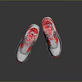 Comfortable Stylish White Gray And Red Casual Sneakers With Air Cushion Design