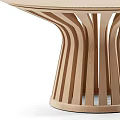 Stylish Wooden Coffee Table With Round Top And Curved Slats Base Design