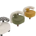 Unique Modern Leisure Chair With Geometric Pattern Backrest And Soft Boucle Seat Spherical Wooden Legs