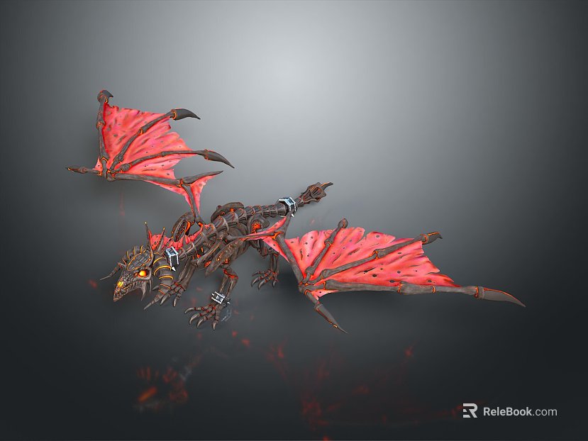 Mechanical Dragon Sci-Fi Role Game Character Mechanical Biological Lava Dragon Mechanical Pterosaur Magical Bird Dreamy Bird texture