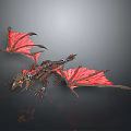 Intricate Detailed Mechanical Dragon With Red Wings Metallic Body And Sharp Claws