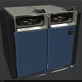 Commercial Equipment With Double Door Blue White Cabinet Transparent Windows Black Frame And Control Panel