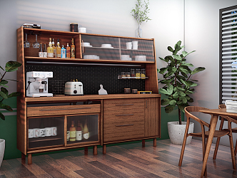 Nordic Sideboard Cabinet Log Sideboard High Cabinet 3d model