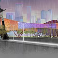 Overpass, Covered Bridge, pedestrian overpass 3d model