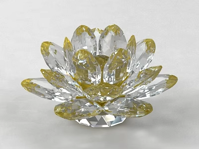 Elegant Crystal Lotus Flower Shaped Jewelry With Transparent And Yellow Petals 3d model