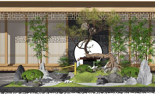 New Chinese style landscape sketch landscape sketch courtyard landscape 3d model