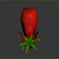 Red Elephant with White Polka Dots Green Antler Decoration and White Tusks on Dark Background