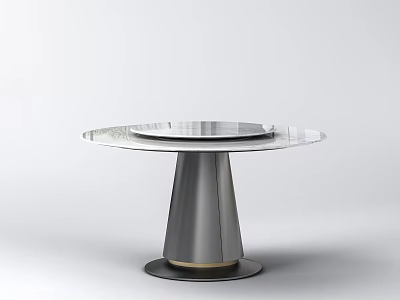 Modern Round Dining Table With Glass Top And Metal Cone Shaped Base 3d model