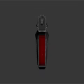 Modern Black Pistol With Red Grip Blue Glowing Part And Metallic Structure