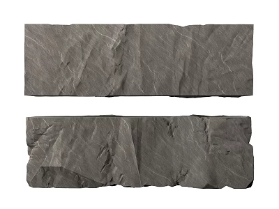 Reception Desk with Natural Gray Slate Textured Surface and Decorative Stone Design 3d model