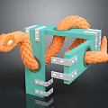 Game Movie Character With Orange Snake Body Green Mechanical Frame And Scales