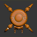 Modern Orange Spider Robot Featuring Spiral Body Structure And Mechanical Legs 3d model