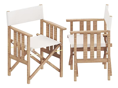 Modern Wooden Frame Armchair With White Cushion And Crossed Leg Structure 3d model