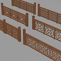 Traditional Chinese Style Wooden Railings With Intricate Carved Geometric Patterns