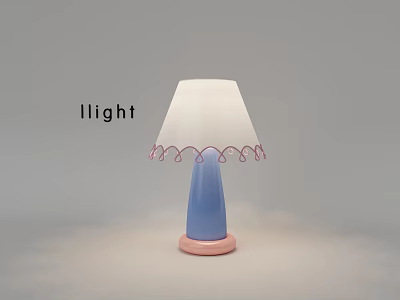 Modern Table Lamp With White Lampshade Blue Base And Pink Decorative Accents 3d model
