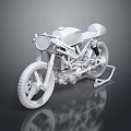 Vintage Silver Motorcycle With Round Headlight Single Seat Sleek Design And Reflection On Dark Surface