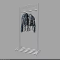 Stylish Denim Jacket With Lace Trim Hanging On White Clothes Rack