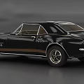 Classic Black Muscle Car Featuring Brown Accents Vintage Design And Chrome Wheels