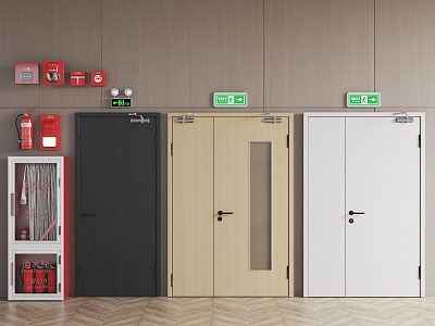 Fire Door Escape Passage Modern Fire Door Fire Door Safety Door Fire Extinguisher Safety Exit Fire Fighter 3d model