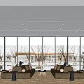 Modern Reception Area Sales Office Negotiation Area Sofa Coffee Table Combination Sand Table Front Desk Wine Rack Art Chandelier Display Cabinet 3d model