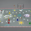 C919 Themed Exhibition Display With Red Frame Black Mesh Fence Neon Signs And Model Planes