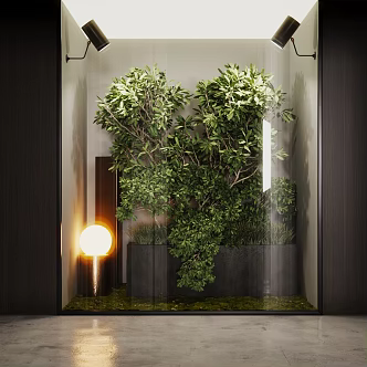 Modern Plants Dark Landscape Green Plants 3d model