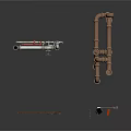 Copper And White Metal Equipment With Pipes Brackets And Mechanical Parts