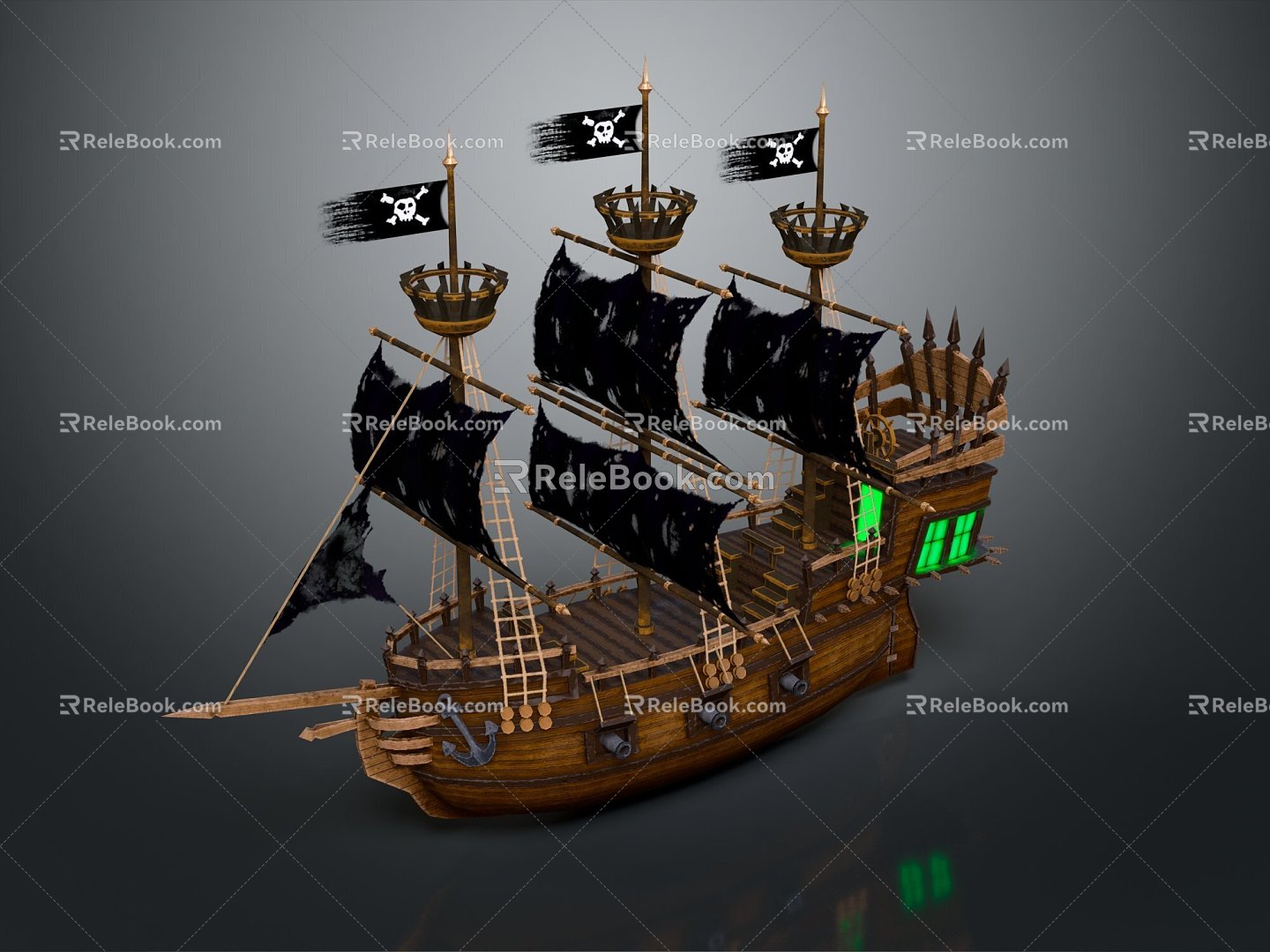 Modern pirate ship flying pirate ship flying ship flying ship 3d model