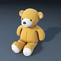 Yellow Teddy Bear Sitting Plush Stuffed Toy With White Paws And Ears