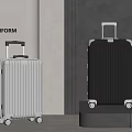 Modern Stylish Silver And Black Suitcases With Trolley Handles And Rolling Wheels