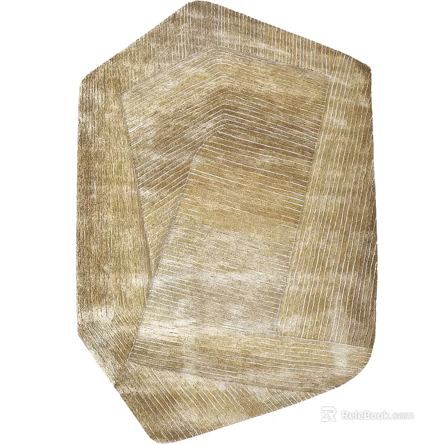 Textured Square Area Rug In Light Brown With Geometric Details 3d model 