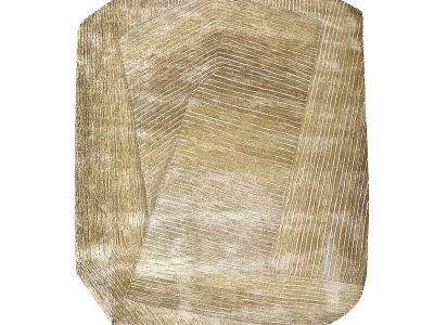 Textured Square Area Rug In Light Brown With Geometric Details 3d model