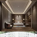 Modern Office Corridor With Dark Walls Marble Flooring Green Plants And Ceiling Light Strips