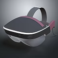 Modern VR Glasses With Black And Pink Design Transparent Lenses And Head Strap