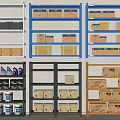 Multi Colored Display Shelving Units With Boxes Cans And Books Storage 3d model